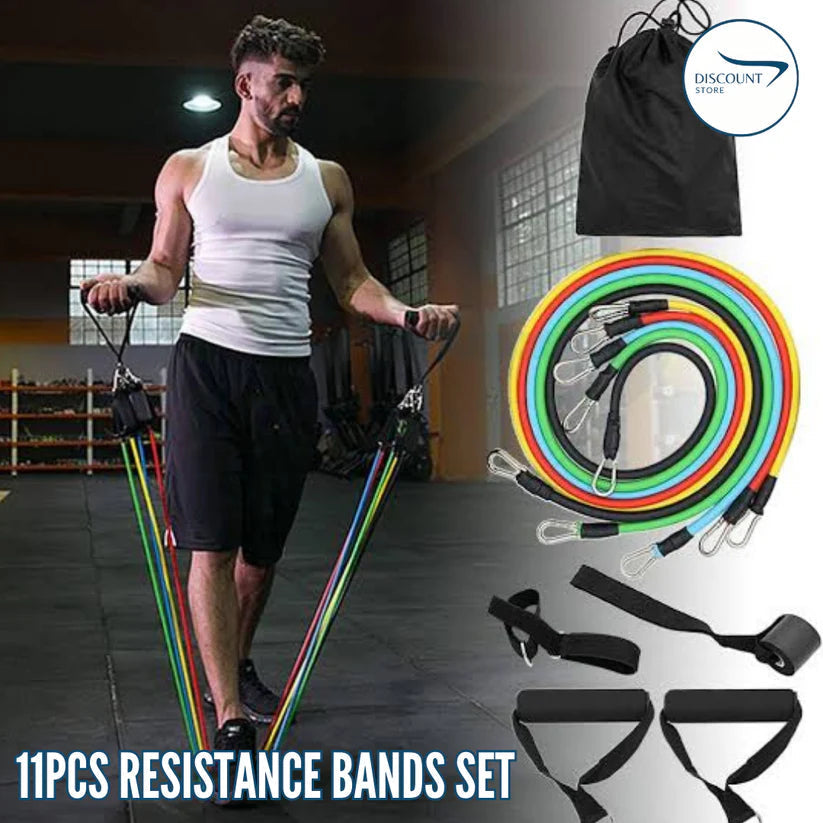 11 Pcs Fitness Resistance Bands Set - (IMPORTED)