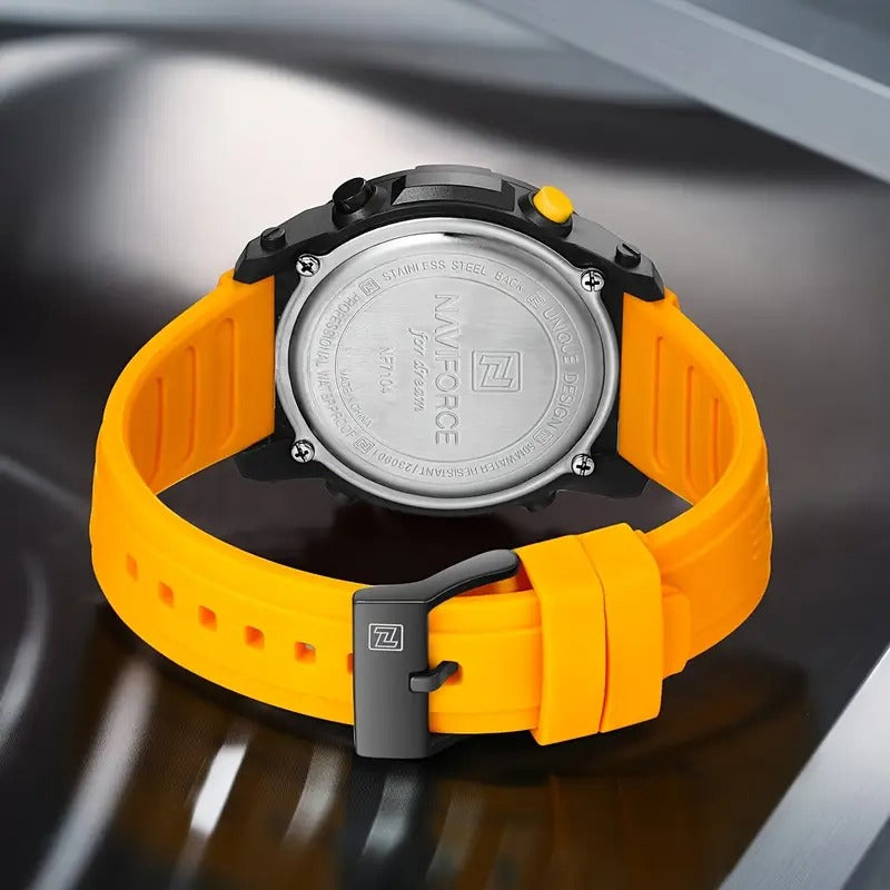 AVIFORCE Men'S Digital Sports Watch - Black with Green Accents, Waterproof, Date Display, Stopwatch Function, Rubber Strap