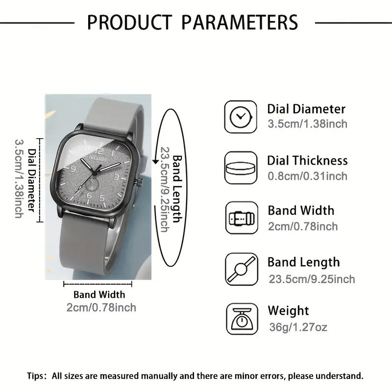 Stylish Men's Square Dial Quartz Watch