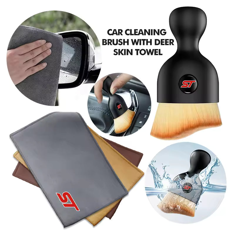 Car Wash Microfiber Towel Dust Removal Brush Cleaning Tool For Ford ST Racing Performance Focus Mk2 Mk3 MK4 Fiesta Ranger
