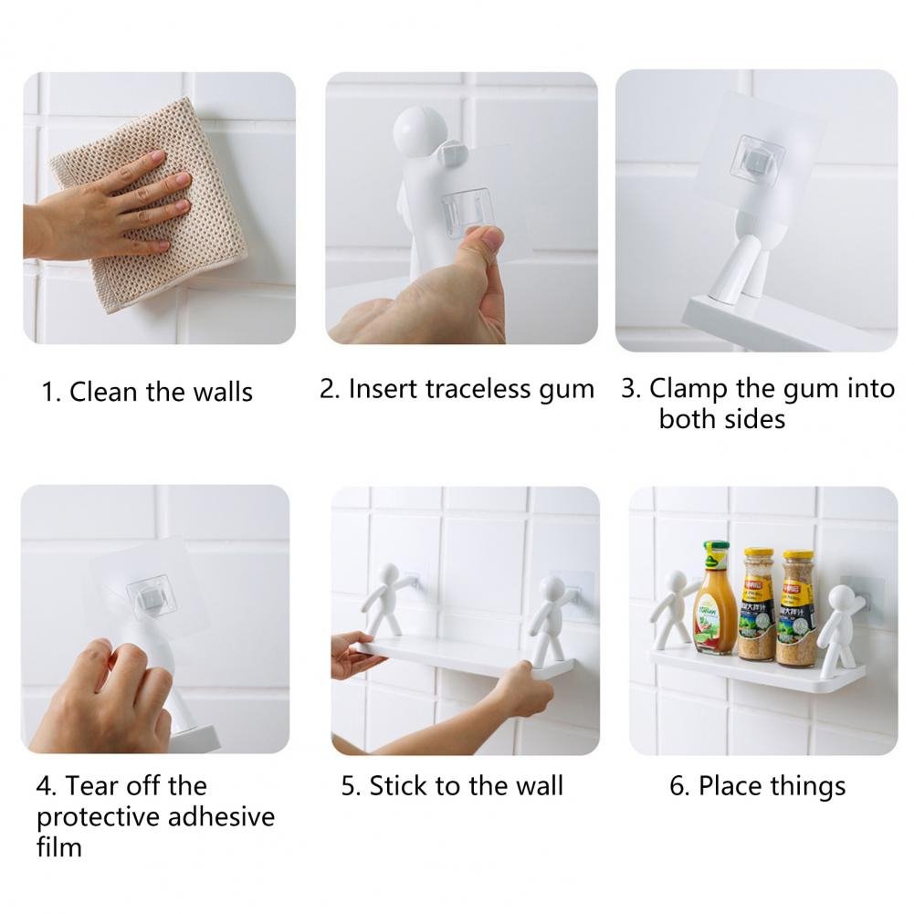 Self-adhesive Creative Kitchen Storage Wall-mounted Shelves.