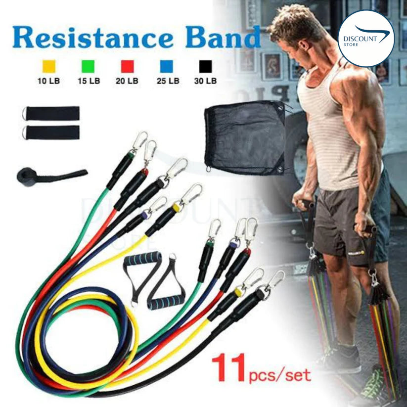 11 Pcs Fitness Resistance Bands Set - (IMPORTED)