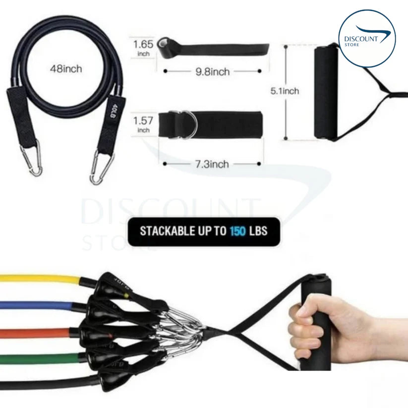 11 Pcs Fitness Resistance Bands Set - (IMPORTED)