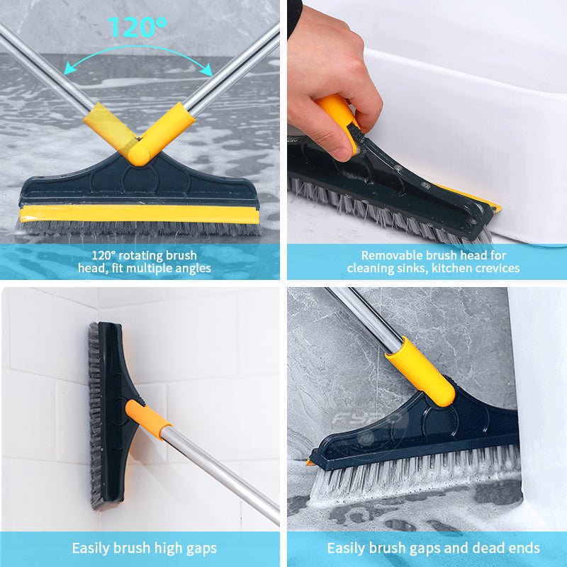 2 In 1 Floor Scrub Cleaning Brush With Removable Long Handle.