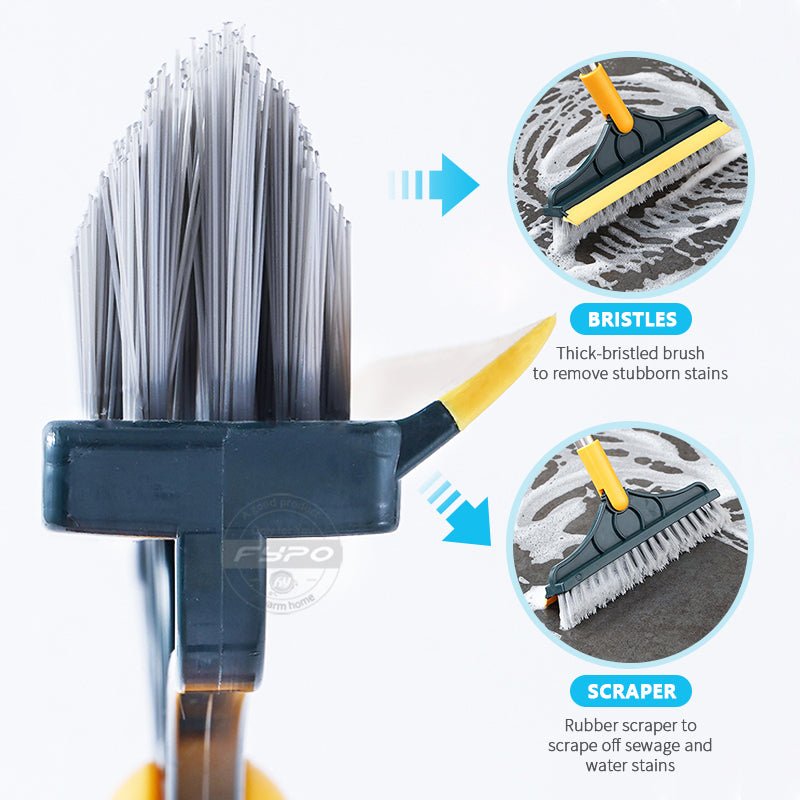 2 In 1 Floor Scrub Cleaning Brush With Removable Long Handle.