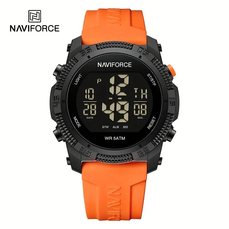 AVIFORCE Men'S Digital Sports Watch - Black with Green Accents, Waterproof, Date Display, Stopwatch Function, Rubber Strap