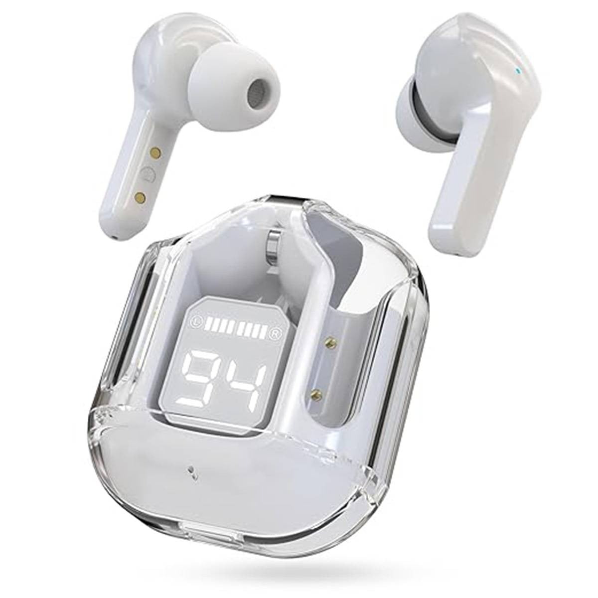 Air 31 TWS Wireless Earbuds – Transparent Bluetooth Earbuds, Airpods Style, Noise-Canceling, Premium Sound Quality with Free Pouch & Lanyard