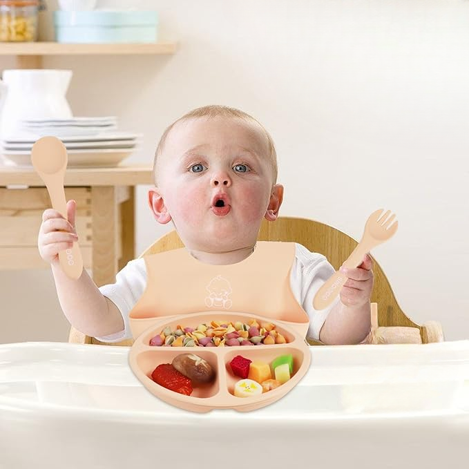 4pcs Silicone Baby Feeding Set