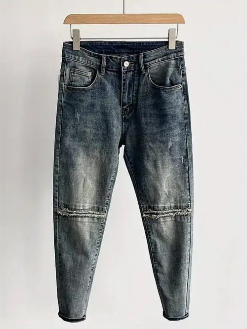 Random Position Bear Embroidery Patchwork Denim Jeans