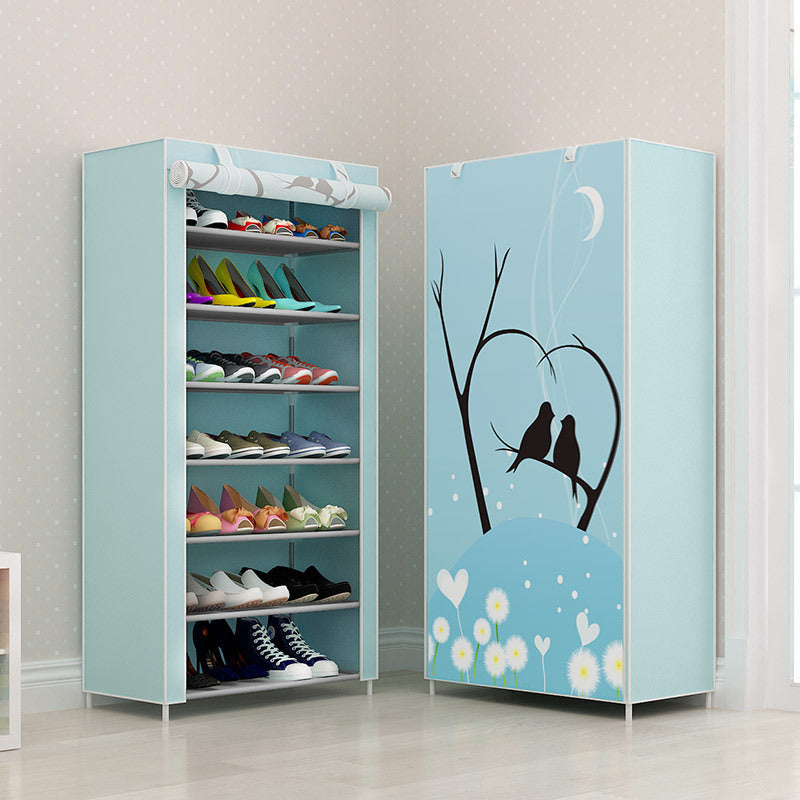Cabinet Shoes Organizer With Printed Dust Proof Cover (Random Design)