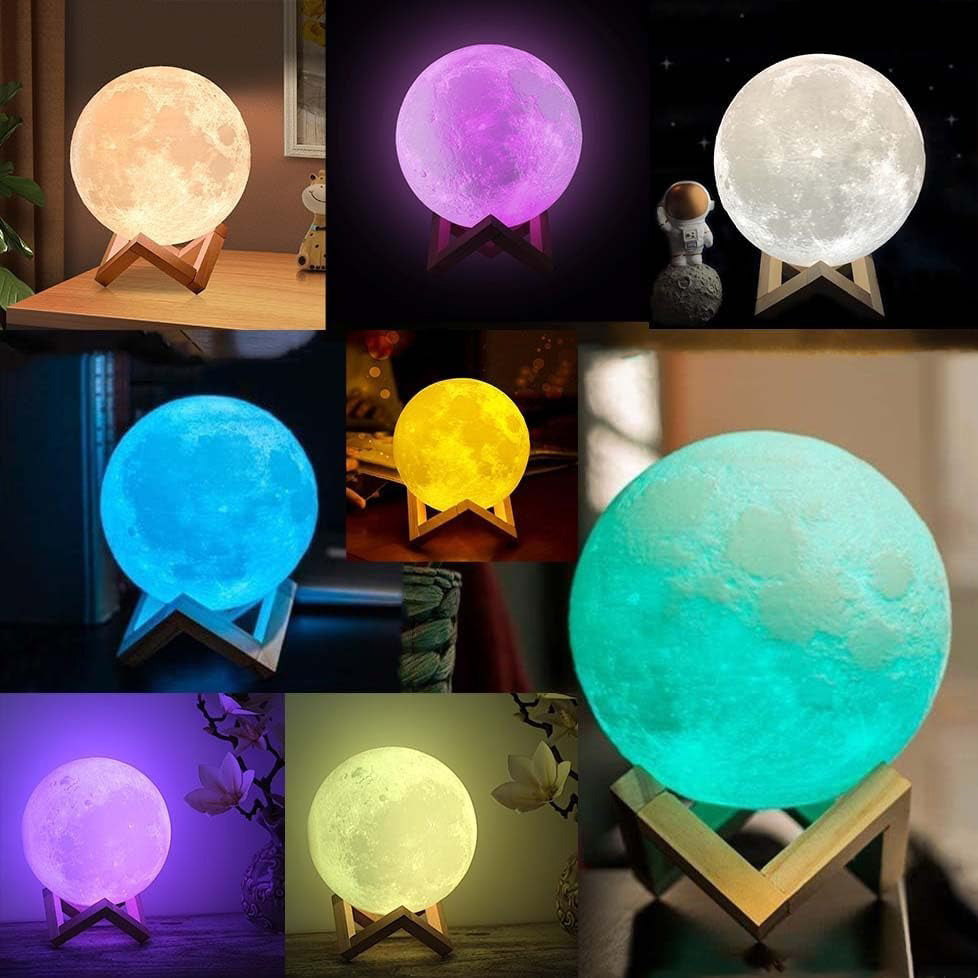 Rechargeable 3D Moon Lamp 16 Colors with Remote Control