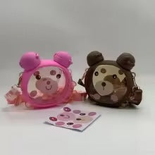 750MLCute Bear Kettle Straw Water Bottle Summer Tritan Straw Bottle Drinking Bottle Plastic Kawaii Children Water Cup for School