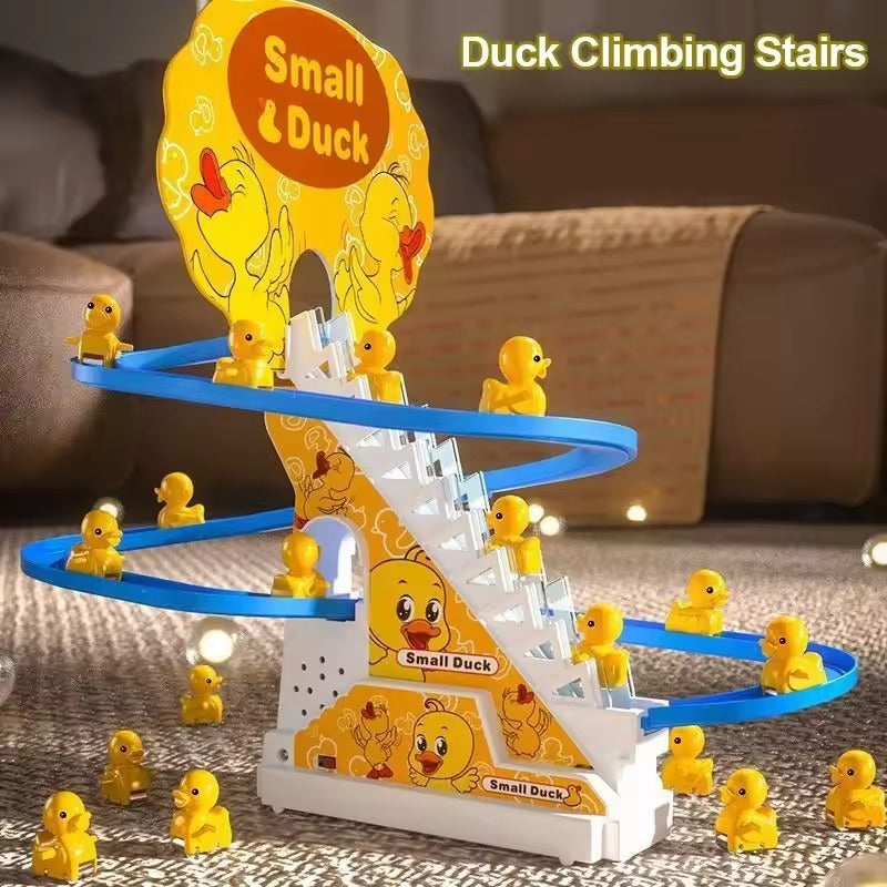 Children's ducklings climb stairs, cute ducks climb stairs, baby electric singing toys, duck slides