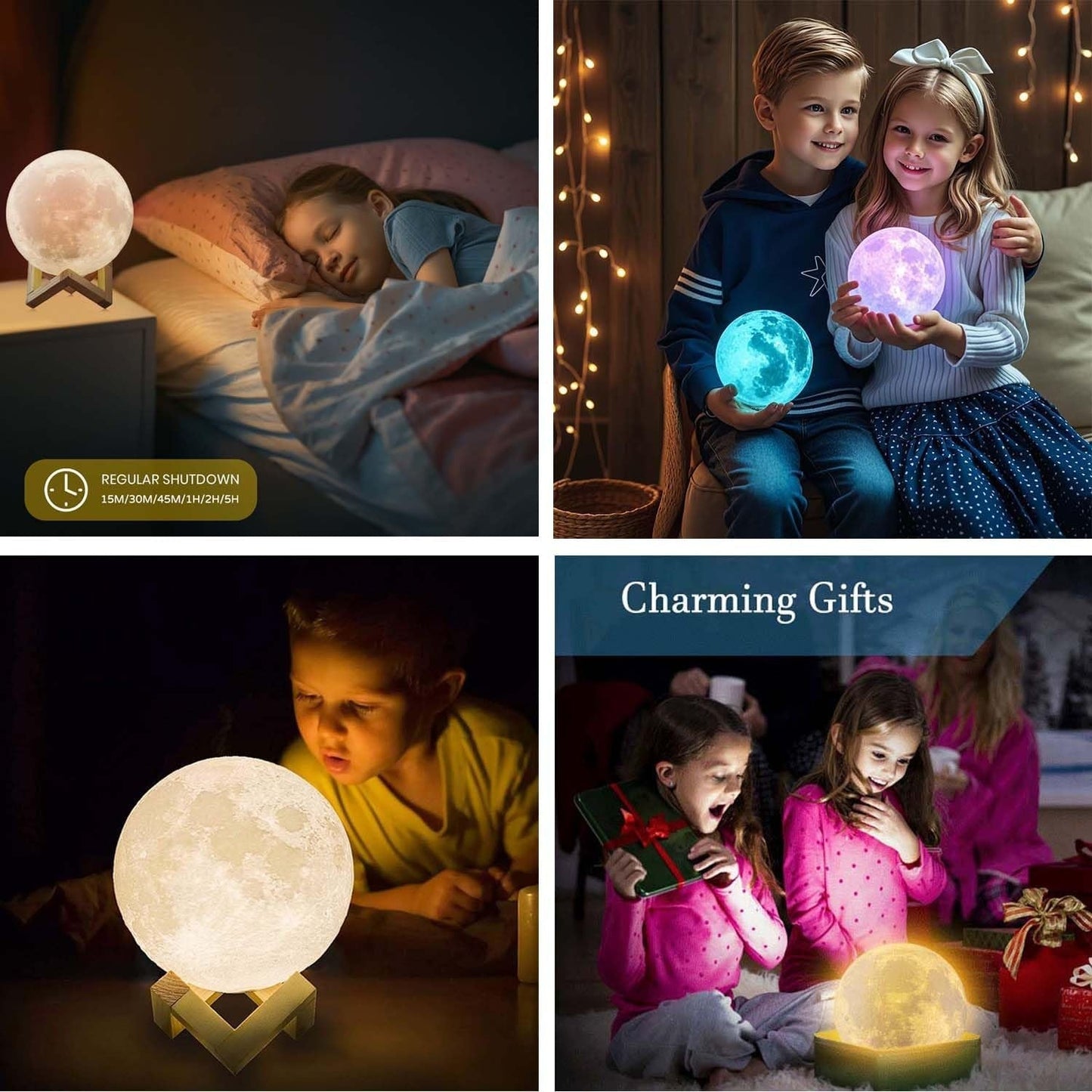 Rechargeable 3D Moon Lamp 16 Colors with Remote Control