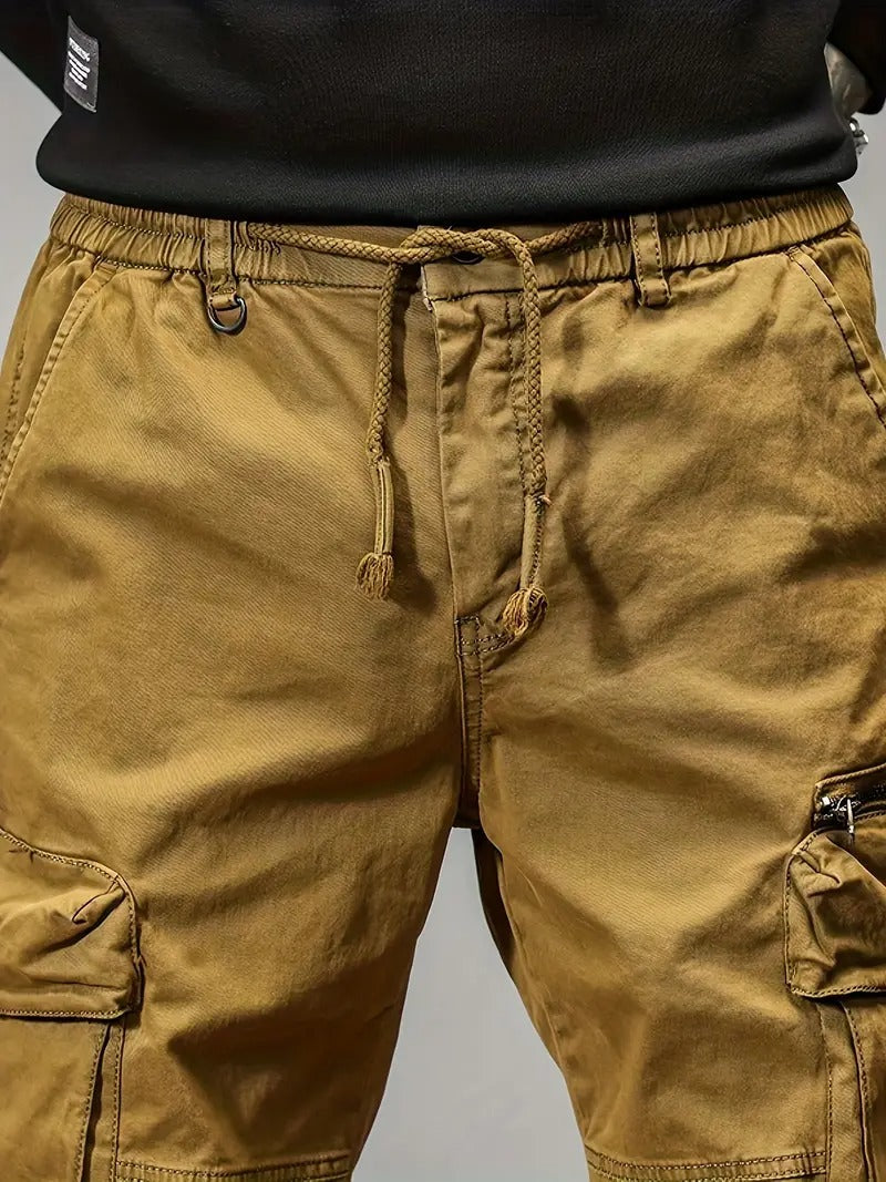 CAAYU Men's Tactical Joggers - Versatile Green Cargo Pants with Multiple Pockets, Durable Cotton Blend, Comfort Fit for Casual