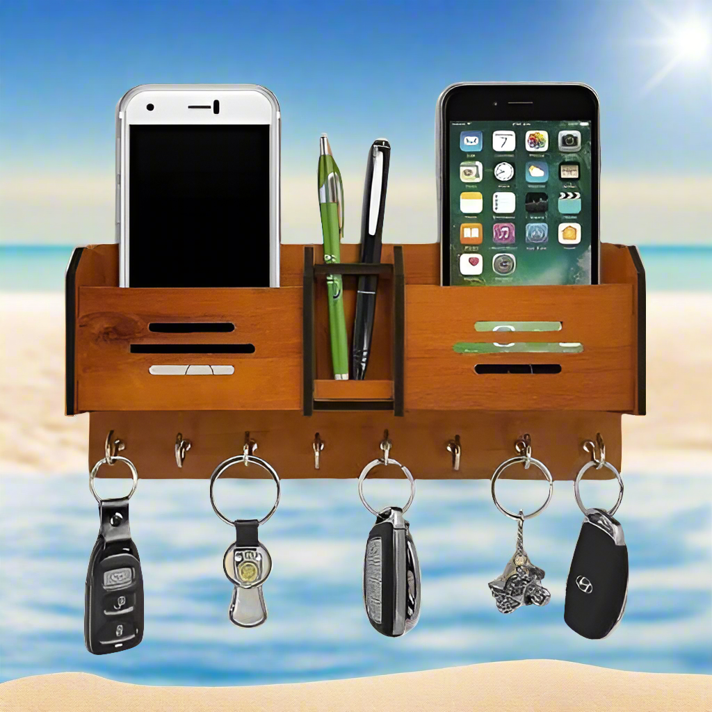 Wooden Wall Hanging Mobile Holder & key holder