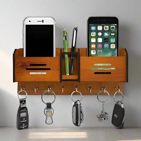 Wooden Wall Hanging Mobile Holder & key holder