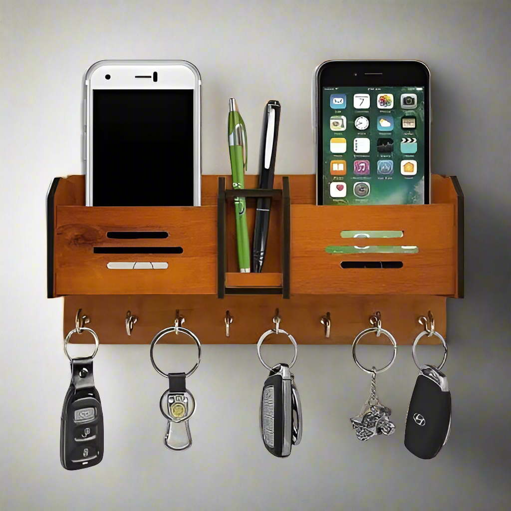 Wooden Wall Hanging Mobile Holder & key holder