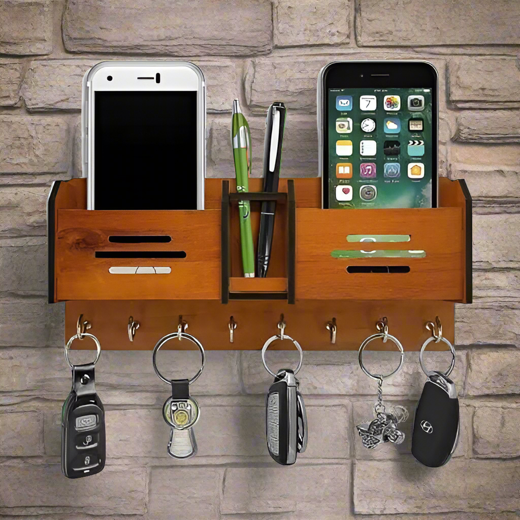 Wooden Wall Hanging Mobile Holder & key holder