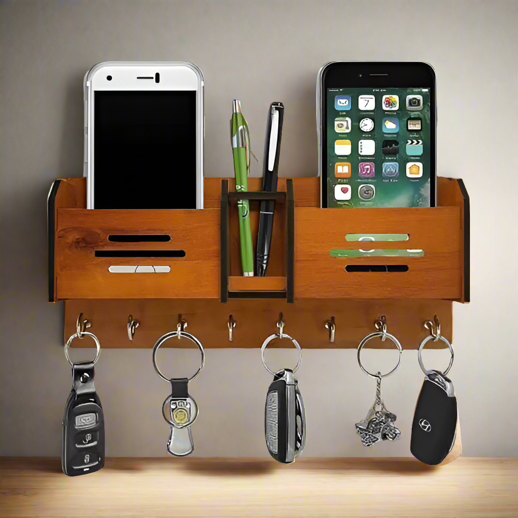 Wooden Wall Hanging Mobile Holder & key holder