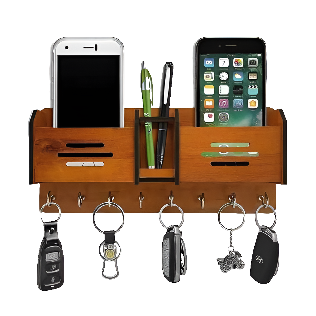 Wooden Wall Hanging Mobile Holder & key holder
