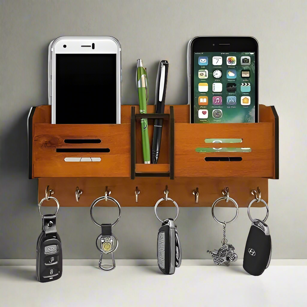 Wooden Wall Hanging Mobile Holder & key holder