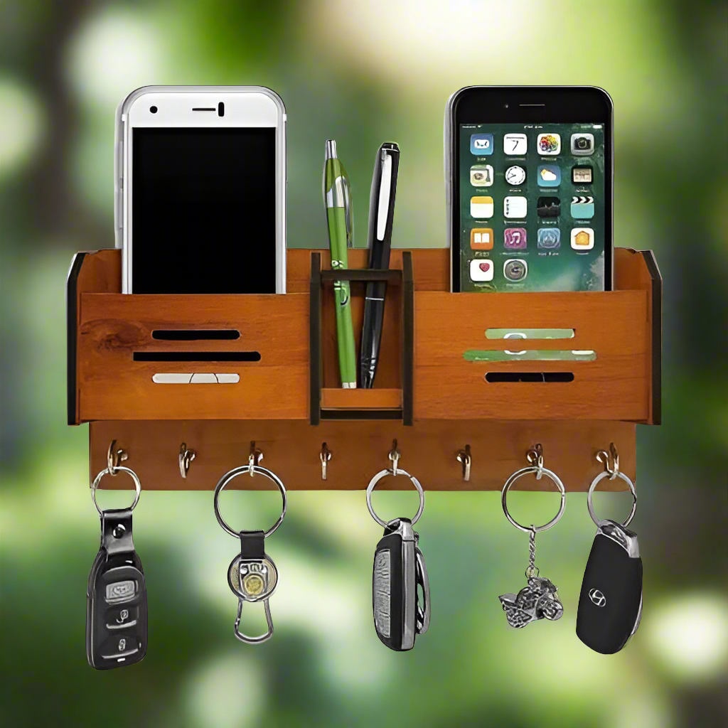 Wooden Wall Hanging Mobile Holder & key holder