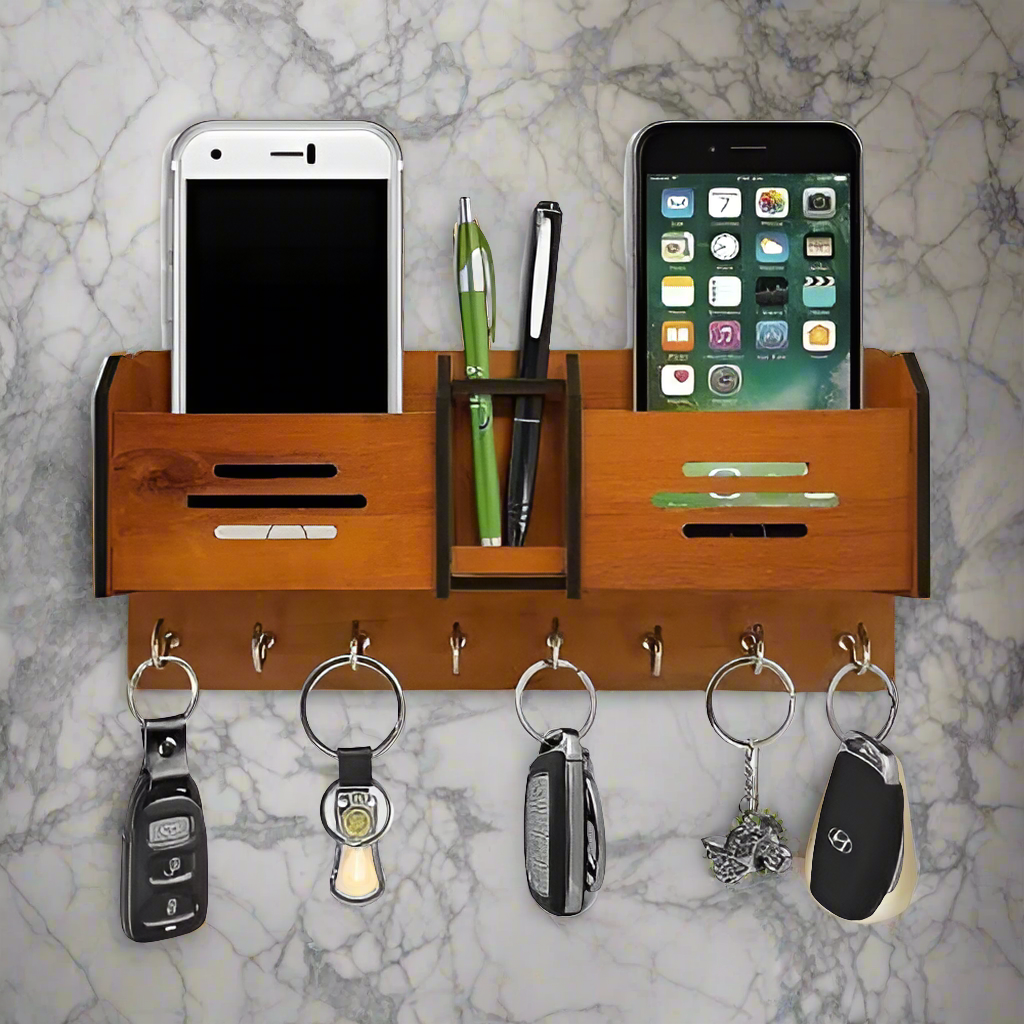 Wooden Wall Hanging Mobile Holder & key holder