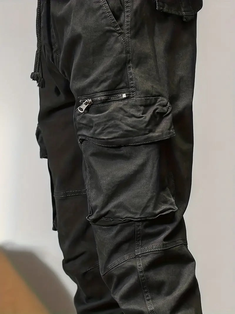 CAAYU Men's Tactical Joggers - Versatile Green Cargo Pants with Multiple Pockets, Durable Cotton Blend, Comfort Fit for Casual