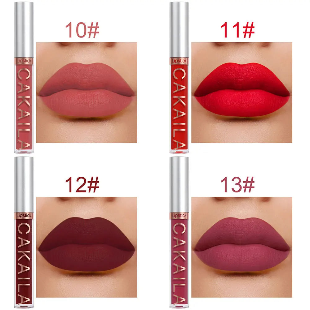 CAKAILA 10pcs/set Nude Lip Gloss Matte Velvet Lipstick Waterproof