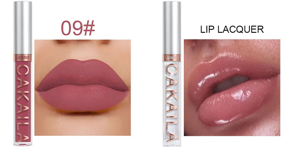 CAKAILA 10pcs/set Nude Lip Gloss Matte Velvet Lipstick Waterproof