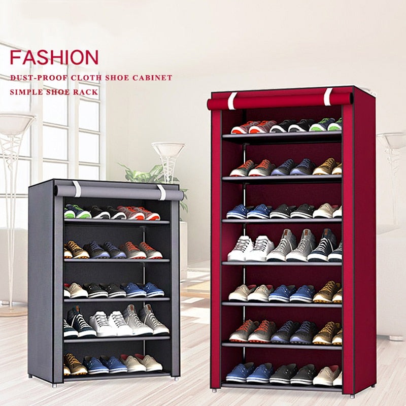 6-layer Cabinet Shoes Organizer With Dust Proof Cover