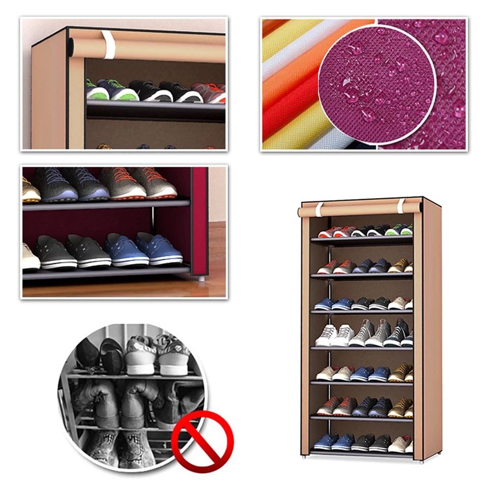 6-layer Cabinet Shoes Organizer With Dust Proof Cover