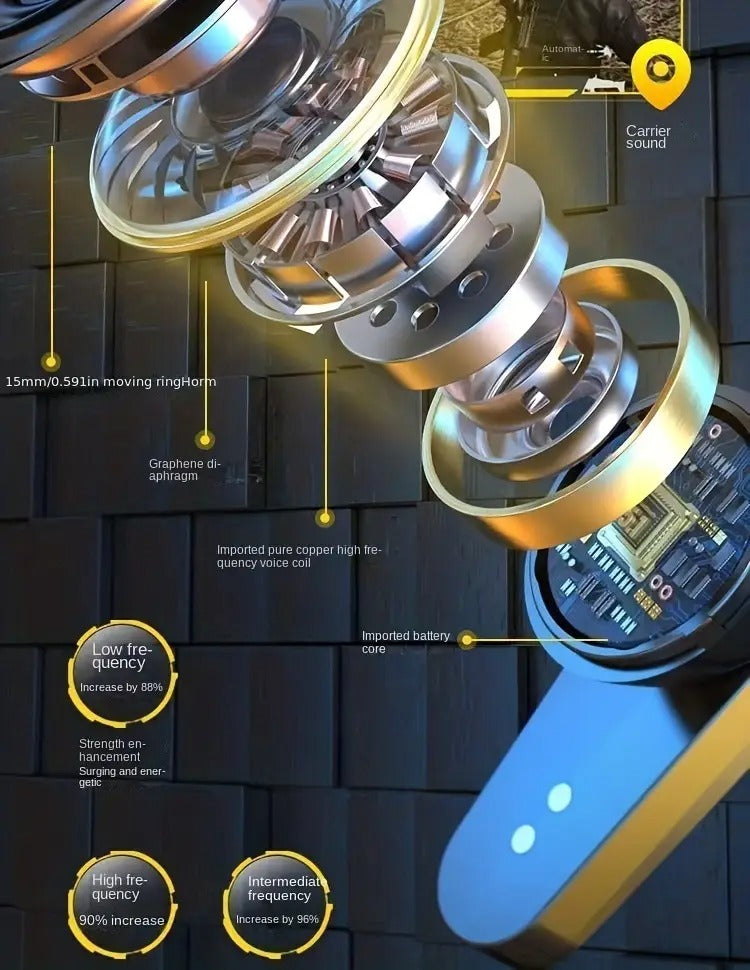 2024 Futuristic Black Wireless Earbuds