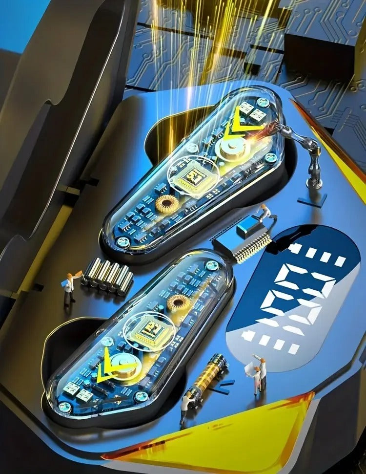 2024 Futuristic Black Wireless Earbuds